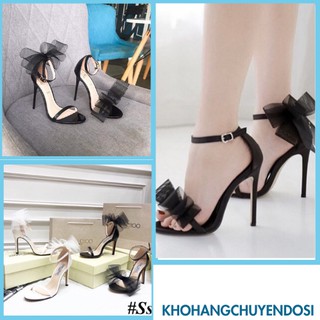 guốc cao gót🍁 sandal cao gót gắn nơ, 7 đến 9cm, gót nhọn, đi ôm chân,,KHOHANGCHUYENDOSI