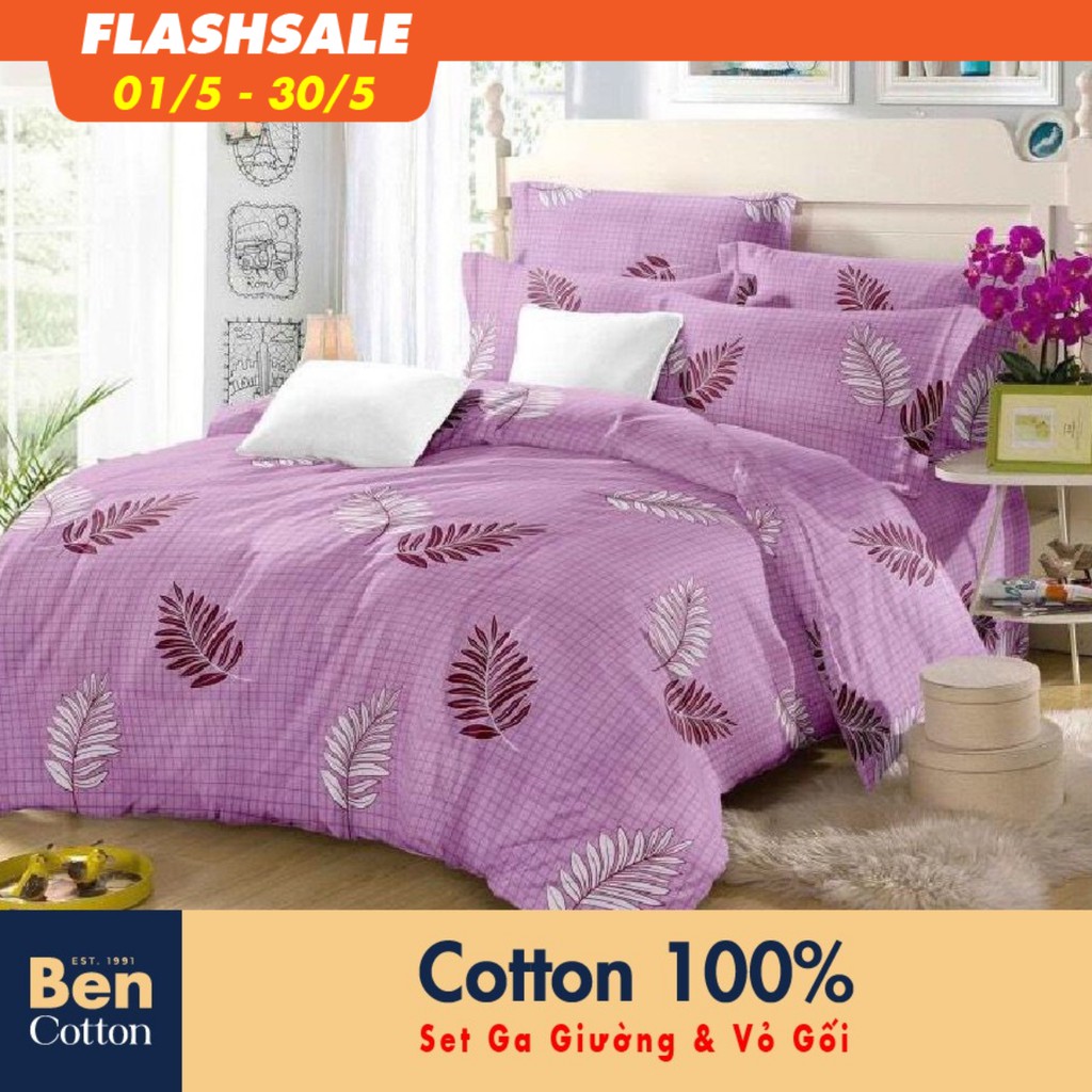 [FREESHIP] Bộ Ra Giường & Vỏ Gối Cotton 100% Nam/Nữ  - CH-890 - 1m6 1m8 - BENCOTTON Màu Hồng Drap Ga