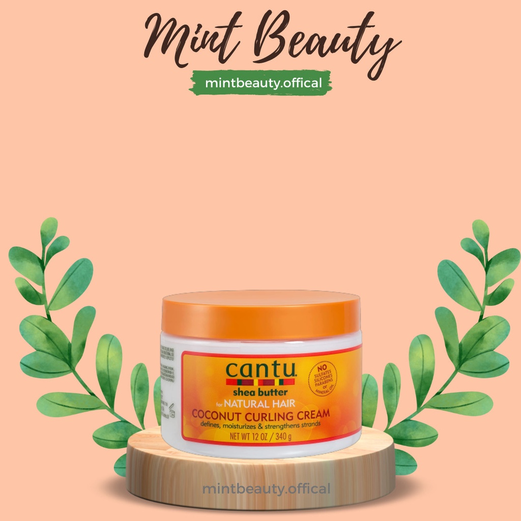 Cantu Kem tóc giữ nếp tóc Cantu Naturals Coconut Curling Cream 340g cho tóc xoăn tự nhiên của Mỹ