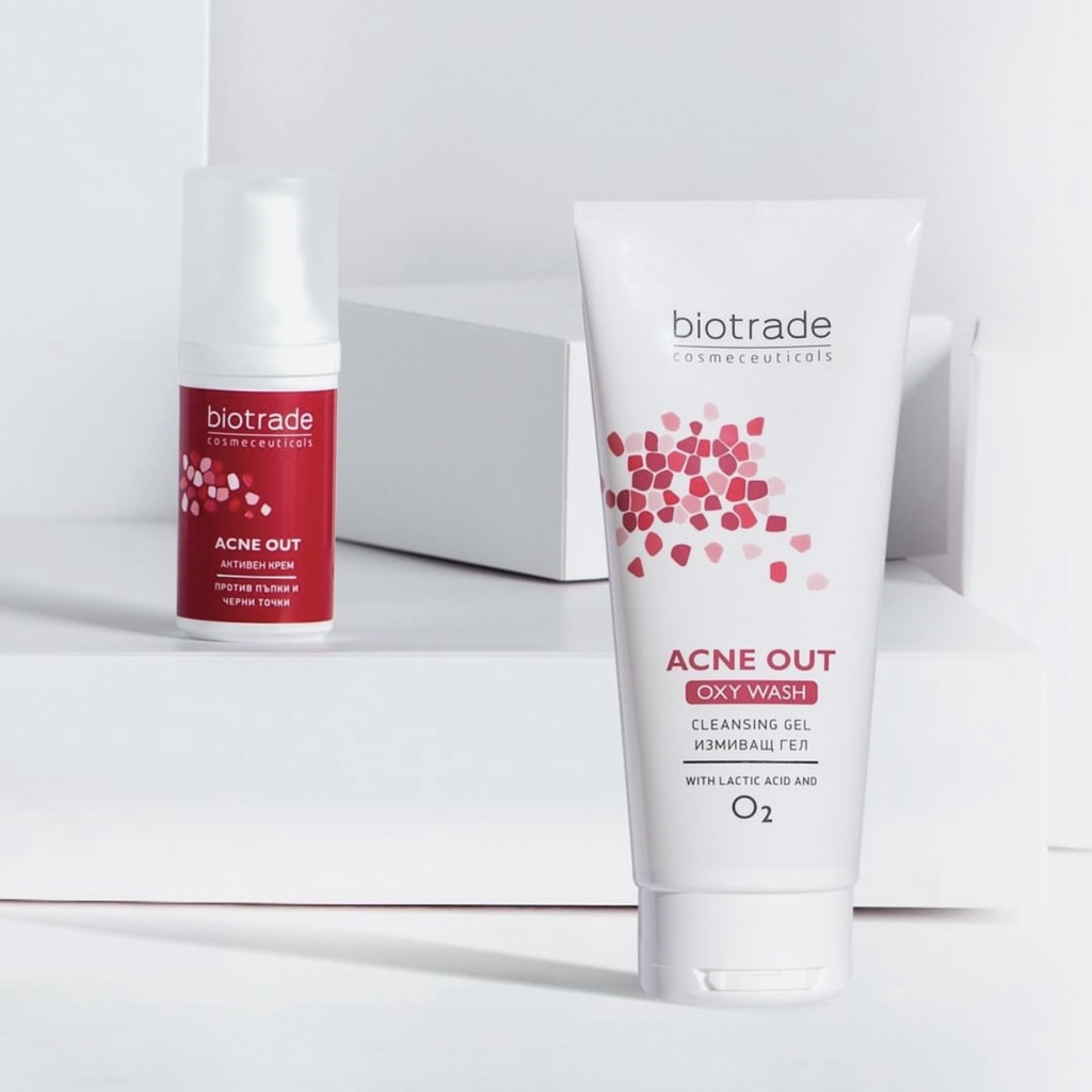 Gel Sữa rửa mặt dành cho da thường đến da dầu mụn nhạy cảm Biotrade Acne Out Oxy Wash 200ml - HKT Store
