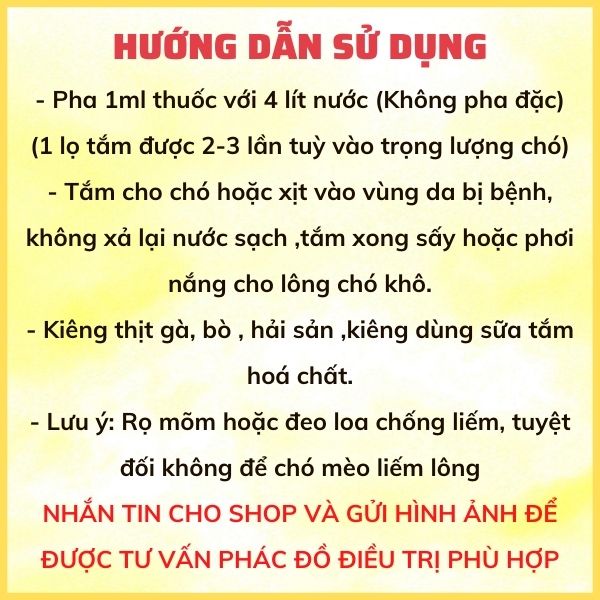 Thuốc tắm nấm, ghẻ, viêm da chó mèo Anti-MODEX chai 10ml