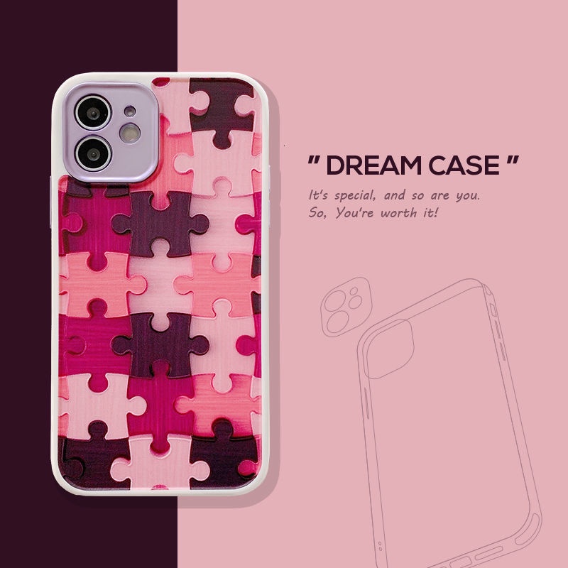 Ốp điện thoại mềm chống rơi hình mảnh ghép cầu vồng thích hợp cho Iphone 12 / Promax 7 8 + Se X Xs Xr 11 / Promax