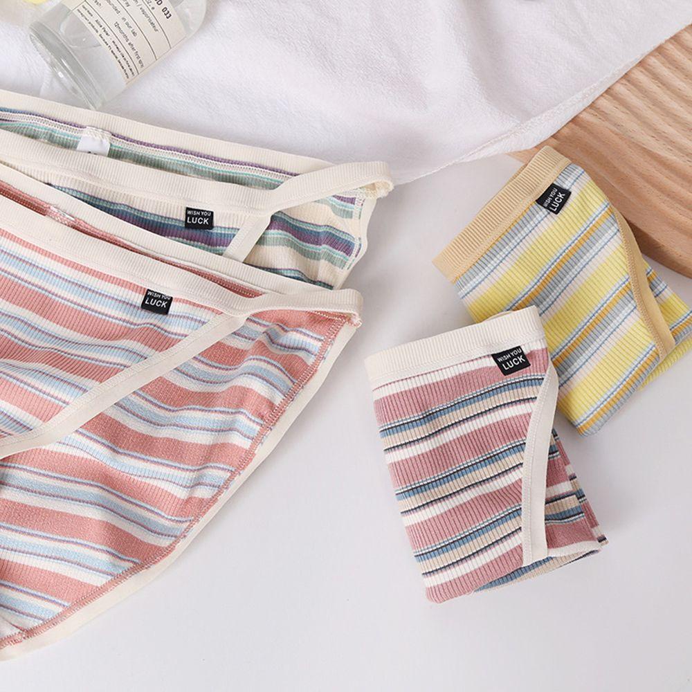 Quần Lót Lưng Thấp Thoáng Khí Họa Tiết Kẻ Sọc Dễ Thương Cho Nữ