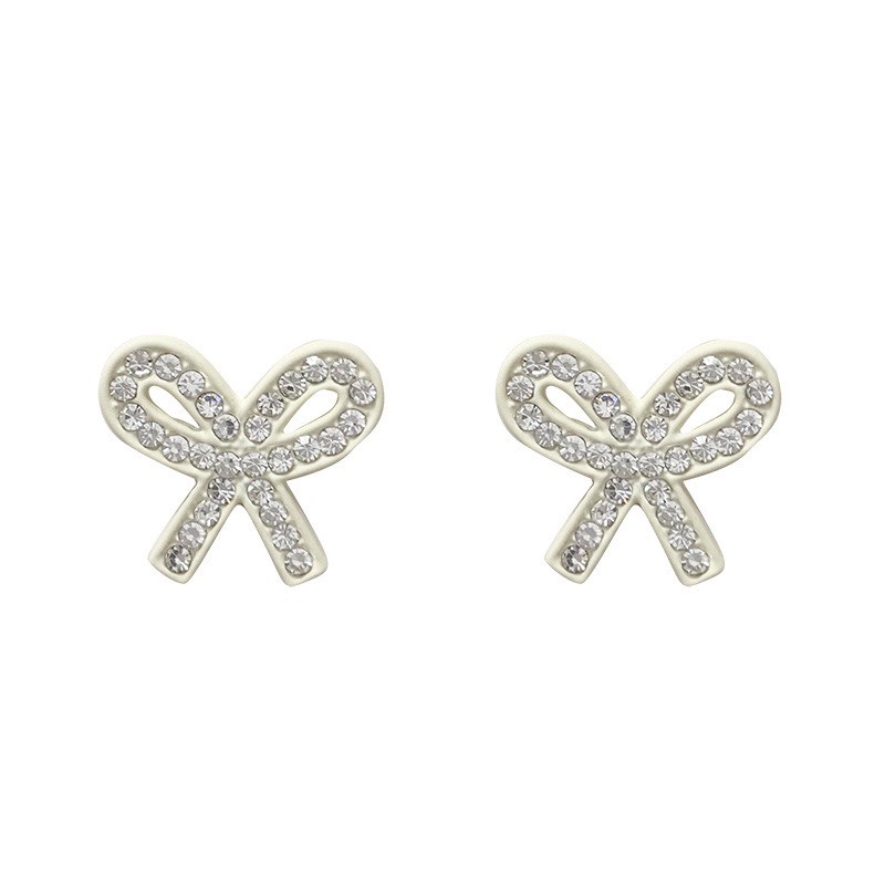 Khuyên tai nơ trắng đính ngọc xinh tươi KA13 Mayconner