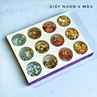 Set giấy bạc, giấy nhún ẩn gel trang trí móng