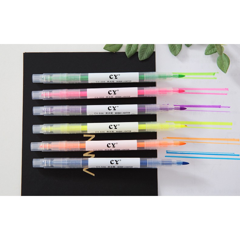 Bút highlight 2 đầu tiện lợi - set bút dạ quang 6 màu