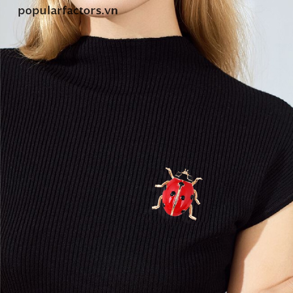 Ghim Cài Áo Hình Bọ Rùa Đỏ Tráng Men Thời Trang