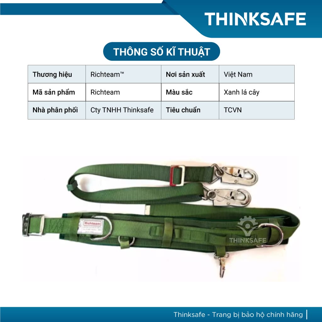 Dây đai an toàn quàng trụ điện lực Richteam Dây bảo hộ khi làm việc trên cao - THINKSAFE