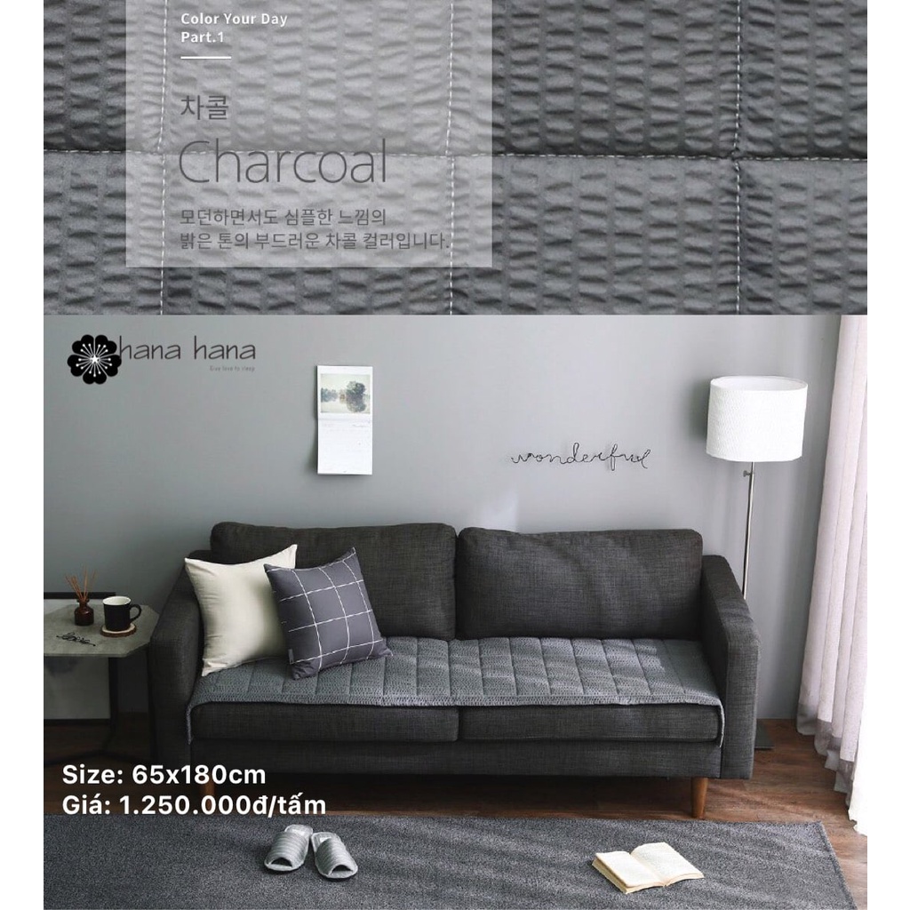 Tấm trải Sofa đa năng Hàn Quốc Hazel sofapad Black 65*180cm