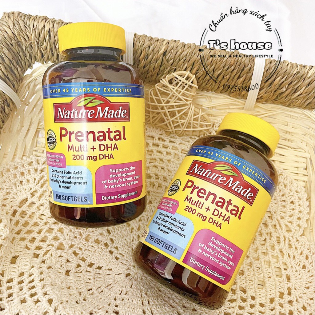 Vitamin tổng hợp cho bà bầu Nature Made Prenatal Multi DHA 150 viên - Mỹ