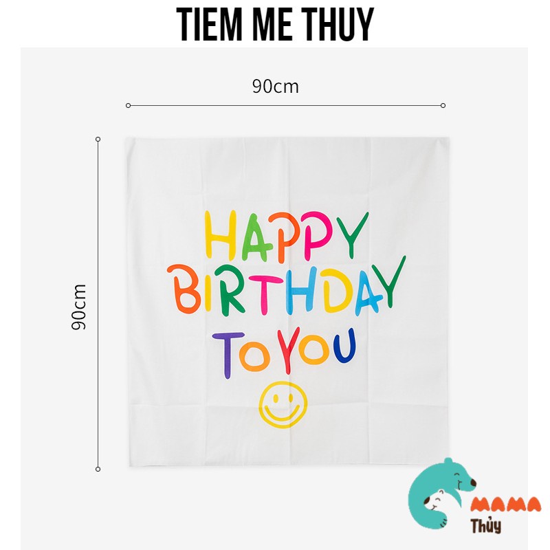 Tấm phông nền HAPPY BIRTHDAY trang trí sinh nhật phong cách Hàn Quốc 90x90cm