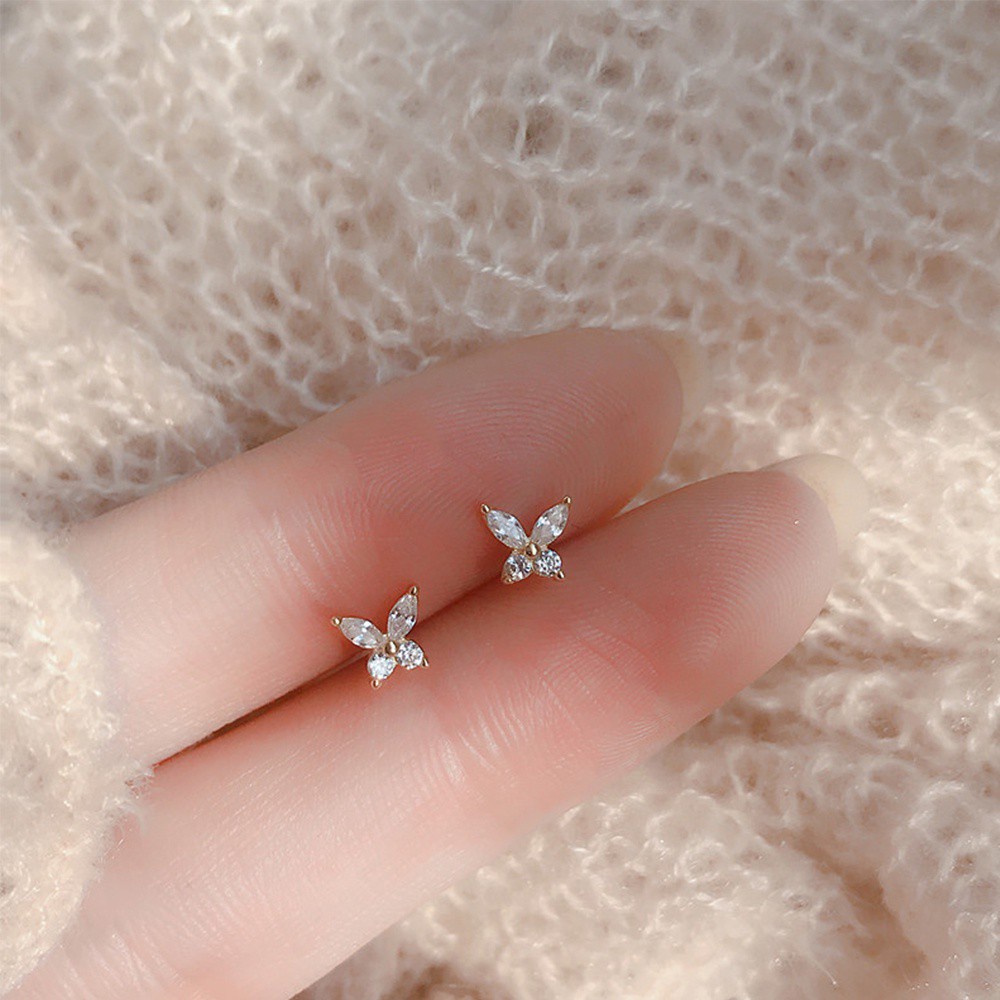 Khuyên Tai Hình Bướm Đính Đá Zircon Tinh Tế Thời Trang Cho Nữ