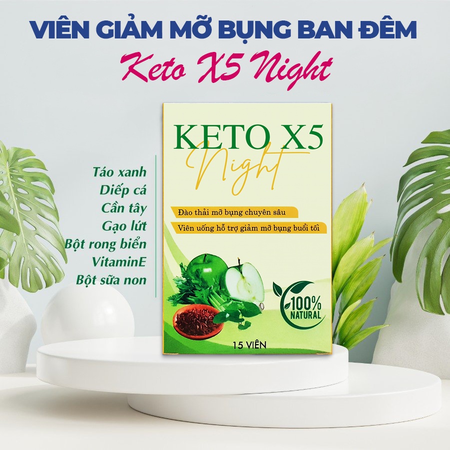 [QUÀ TẶNG KO BÁN] Viên giảm mỡ bụng ban đêm Keto X5 Night ROXI Beauty (15 viên)