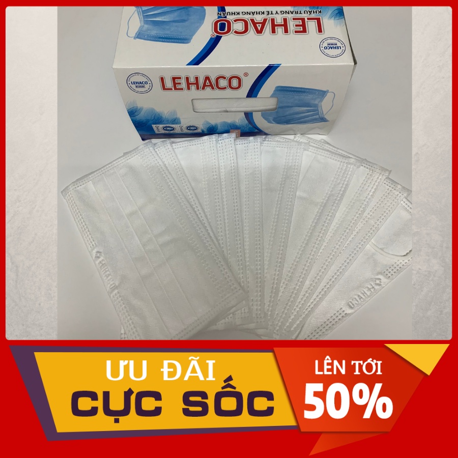 Khẩu trang y tế kháng khuẩn Lehaco - Hộp 5 túi = 50 cái | BigBuy360 - bigbuy360.vn