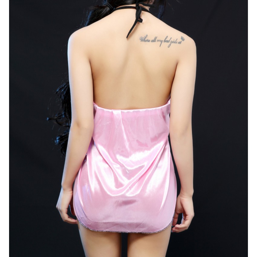 [Che tên] Đồ ngủ sexy 2 dây gợi cảm chất lụa satin phối cổ ren cao cấp