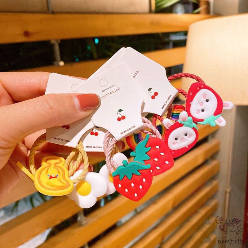 Dây Buộc Tóc Co Dãn Trang Trí Trái Cây Xinh Xắn Thời Trang Cho Bé