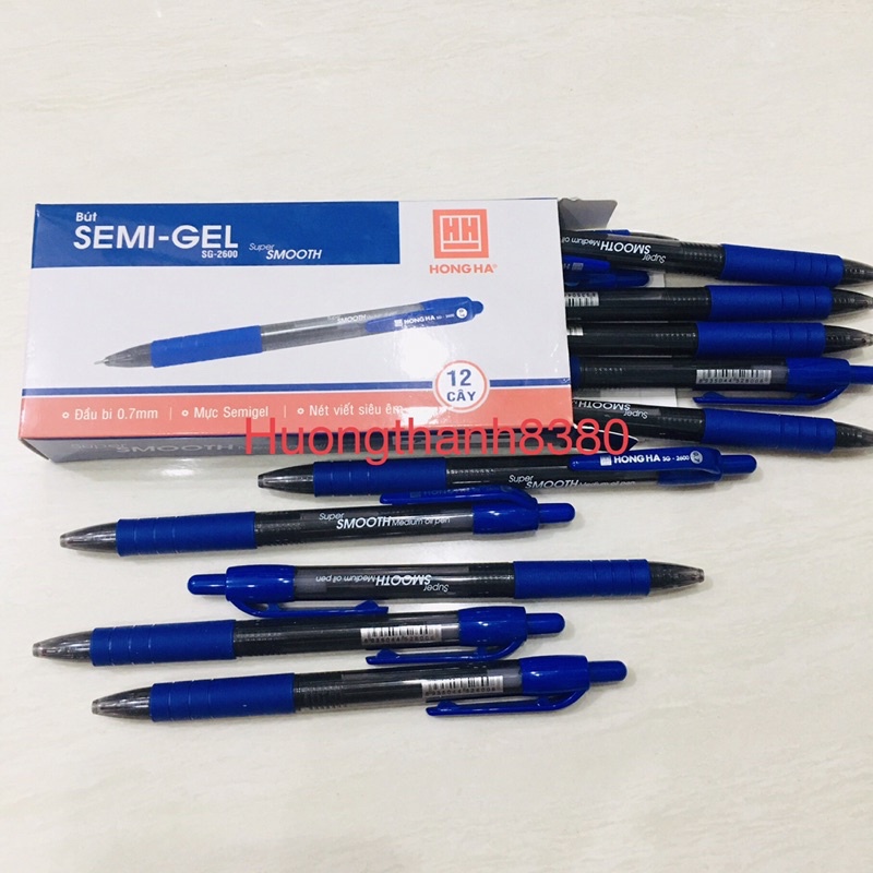 Hộp 12 Bút Semigel Hồng Hà SG2600-07mm Viết Trơn Đều Mực ( 01 Hộp)