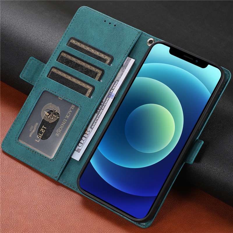 Ốp Điện Thoại Da Kèm Ngăn Đựng Thẻ Nắp Gập Từ Tính Có Ngăn Đựng Thẻ Cho IPhone 12 Mini 11 Pro XS Max I8 I7 I6s Plus SE2
