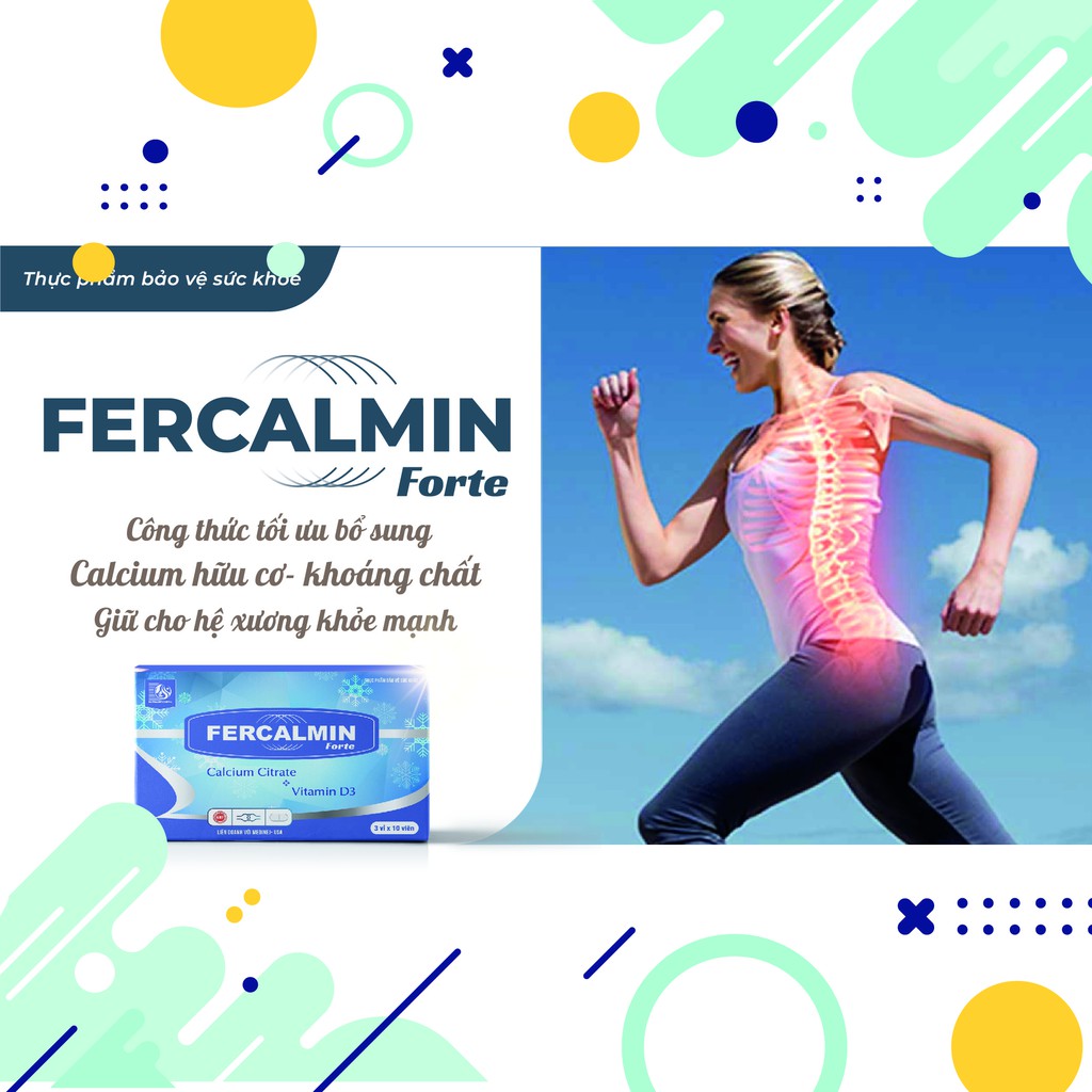 FERCALMIN FORTE- Bổ sung canxi, vitamin và khoáng chất cho bà bầu, trẻ chậm lớn, còi xương, phụ nữ loãng xương mãn kinh