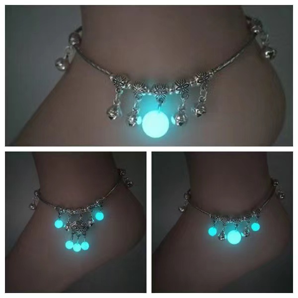 Lắc Chân Bằng Bạc Tây Tạng Đính Đá Phát Sáng Đơn Giản Phong Cách retro