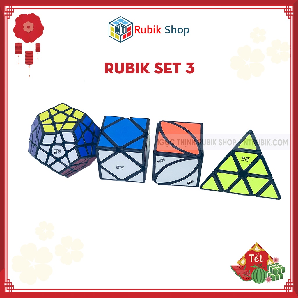 [Giảm giá] Set 3 /Combo 4 Rubik (Qiming A-Pyraminx,Qicheng A-Skewb,Qiheng-Megaminx,Ivy cube) - QiYi Gift Box