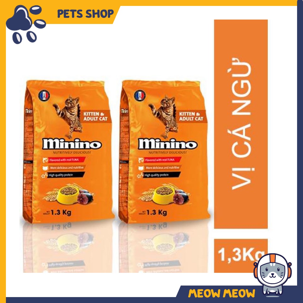 Hạt cho mèo MININO - Hạt MININO - Thức ăn vị cá ngừ cho mèo trên 2 tháng tuổi - Túi 1.3KG