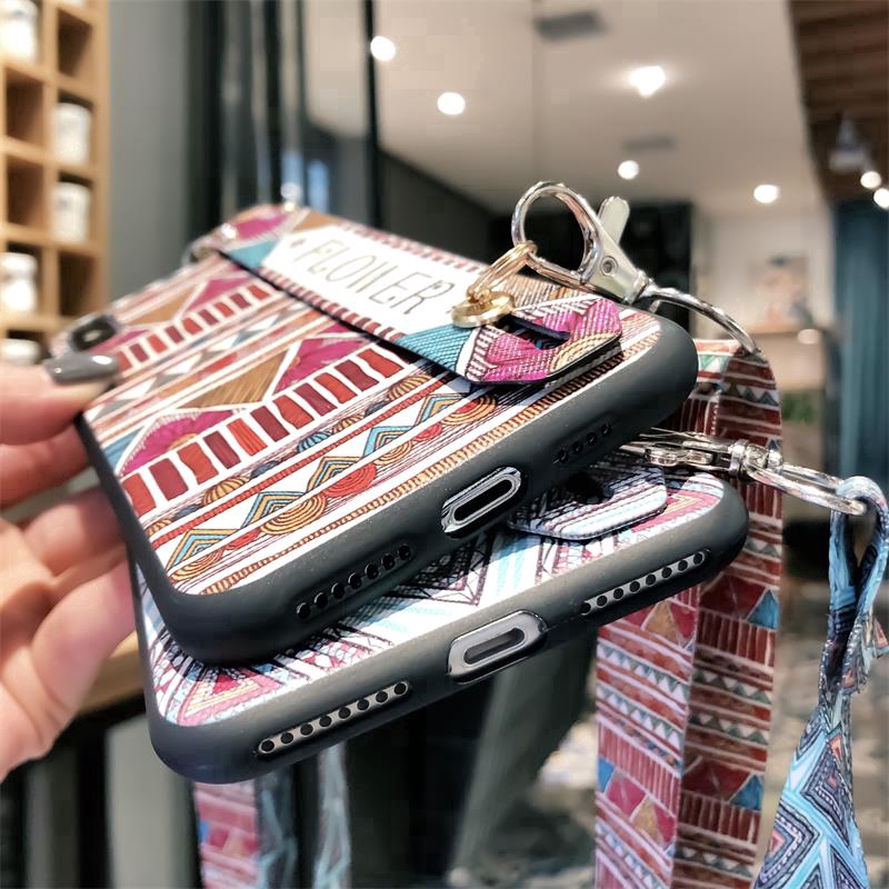 Compatible For Case Apple iPhone 13 12 Mini 11 Pro Max 6 6s 7 8 Plus X XS Max XR TPU Soft Casing Cover Wristband Lanyard