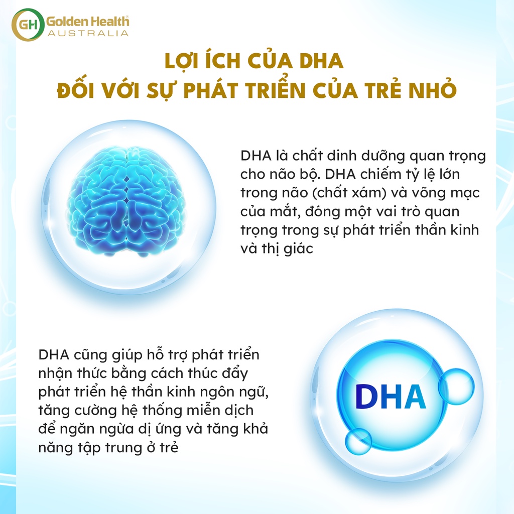 [GOLDEN HEALTH] Viên uống hỗ trợ phát triển trí não trẻ em Kids DHA (60 viên)