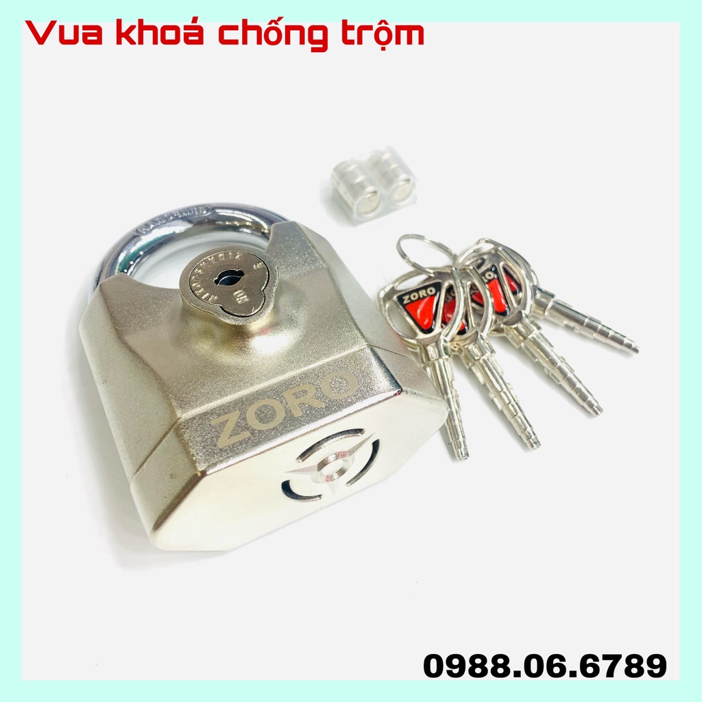 Ổ khóa báo động chống trộm cao cấp ZORO⚡FREE SHIP⚡Công nghệ Mỹ: chống cưa-chống cắt-chống đục-chống cháy-chống nước