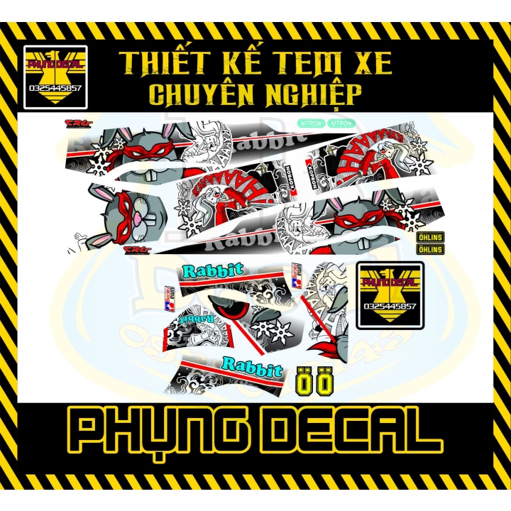 ( Quí khách vui lòng mang ra tiệm cho thợ dán ) Tem sirius thỏ trắng