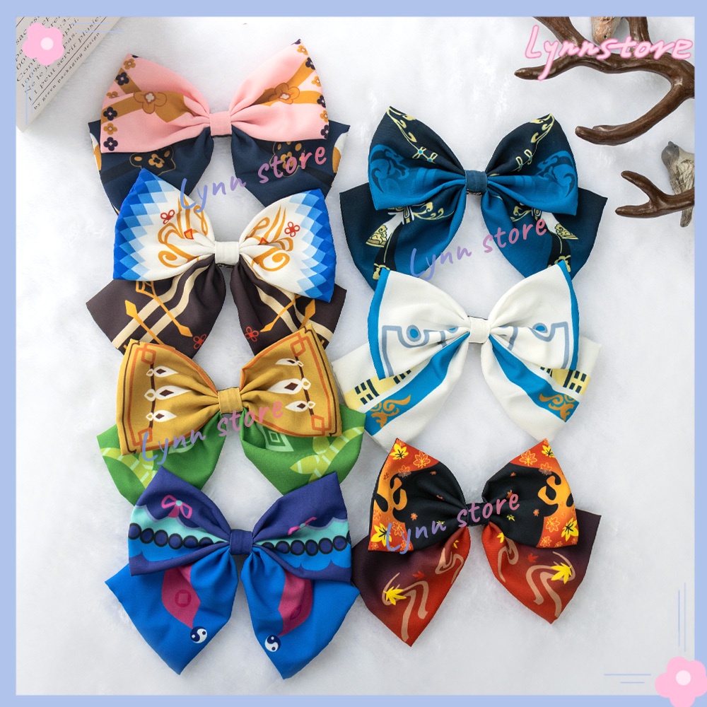 Genshin Impact Klee Barbara Diluc Fischl Kaeya Sucrose Albedo Small Bowknot Hair Ring Clip Cosplay Girl Phụ nữ Mũ nón Bộ sưu tập Phụ kiện Quà tặng