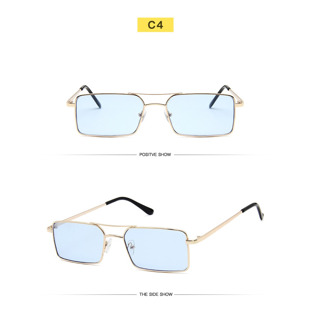 Kính mát UV400 gọng vuông bằng kim loại thời trang thịnh hành cho nam và nữ