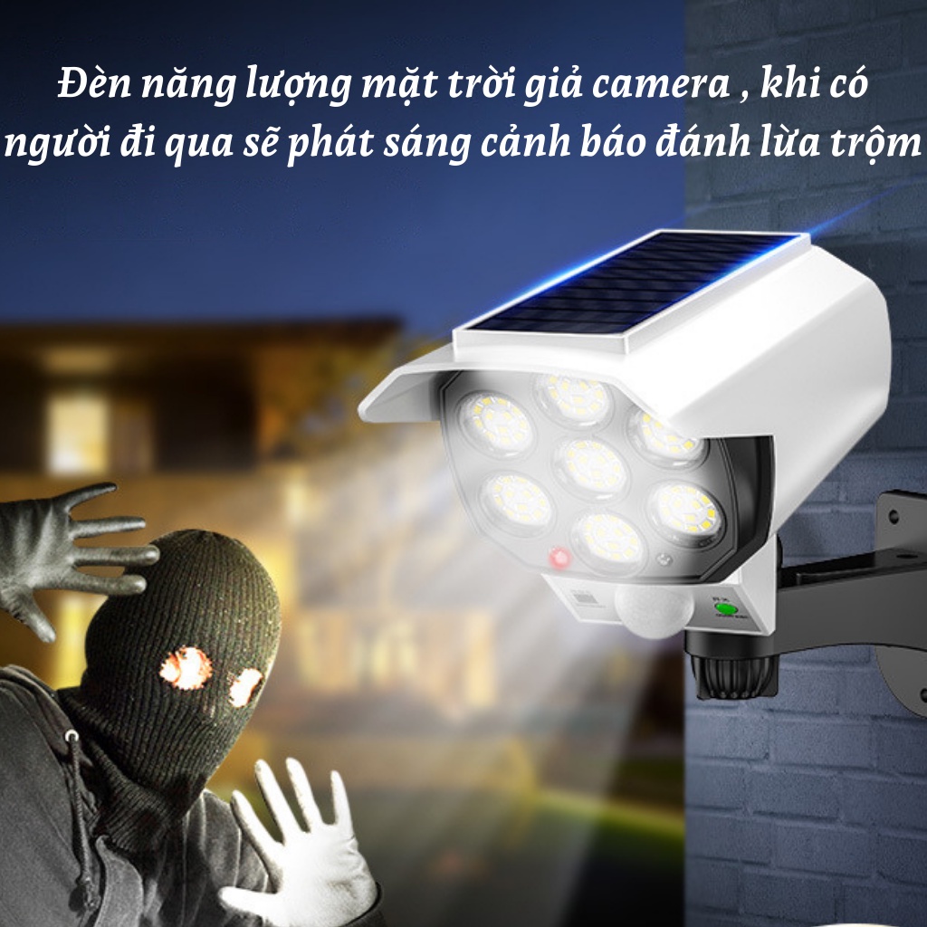 Đèn năng lượng mặt trời, đèn giả cam trộm  77 mắt led SHOPNHATPHONG - CHỐNG NƯỚC - CÓ CẢM BIẾN CHUYỂN ĐỘNG