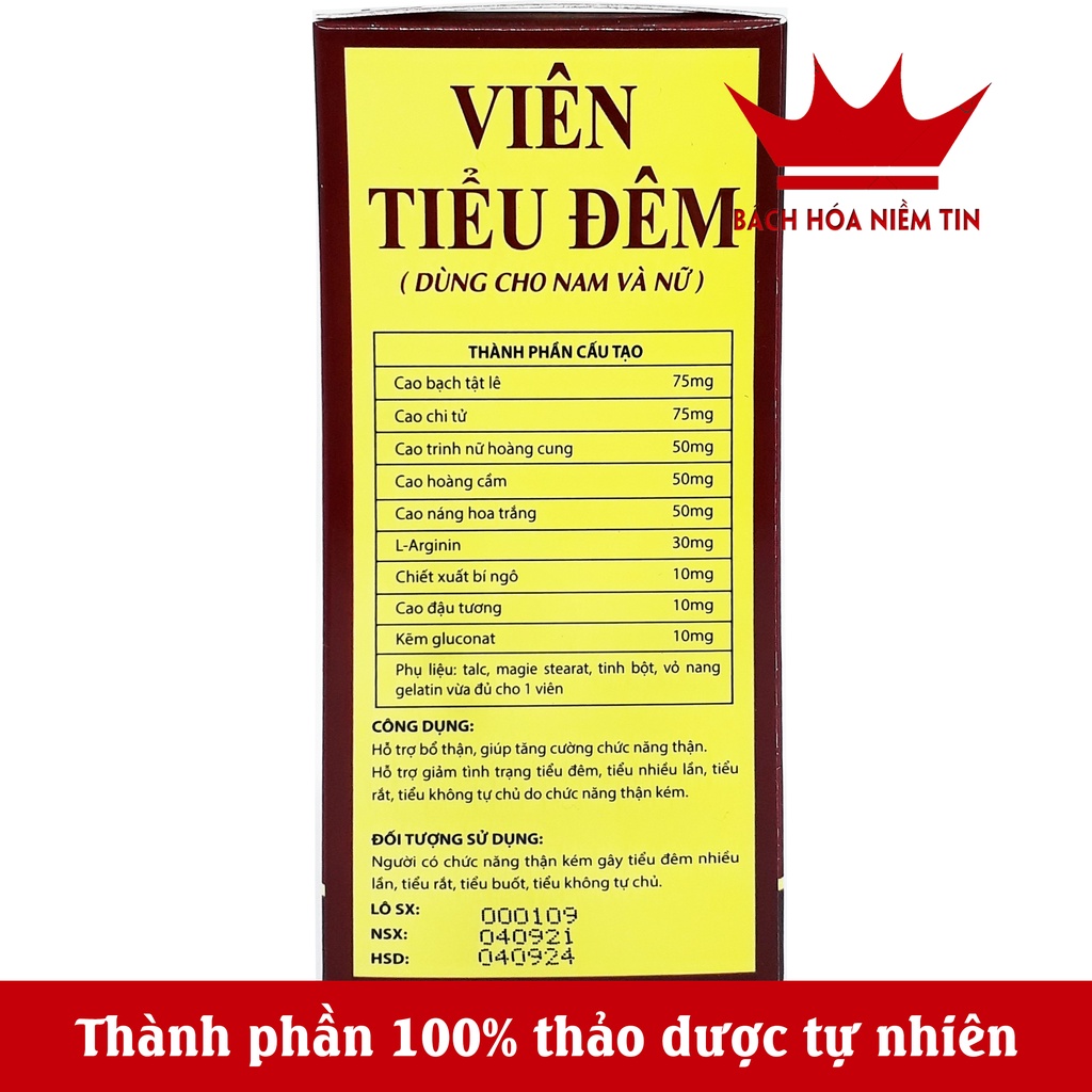 Viên uống giảm tiểu đêm - VIÊN TIỂU ĐÊM Anpharco - thành phần 100% thảo dược - giúp giảm tiểu rắt, tiểu nhiểu lần