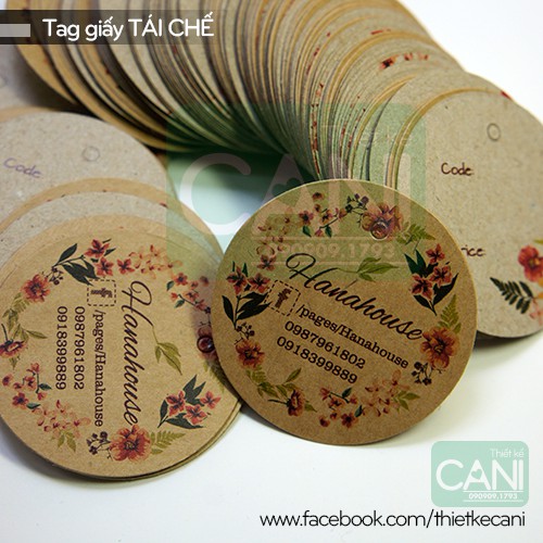 500c Tag giấy kraft treo quần áo In theo yêu cầu Tem nhãn giấy craf CANI