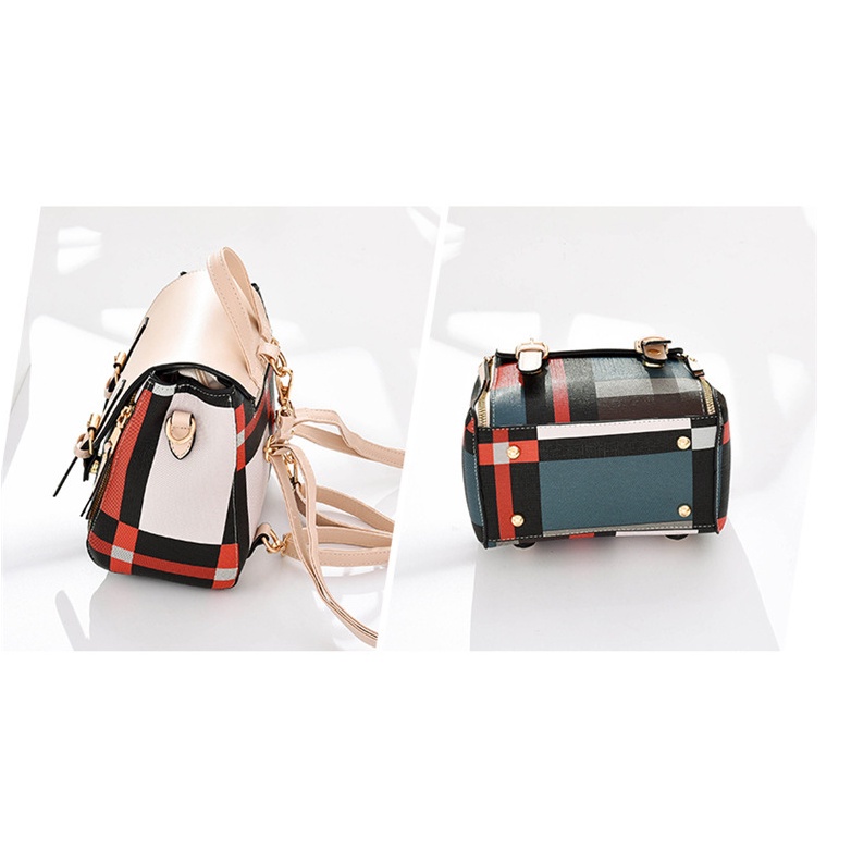 Chuwanglin Women Fashion Plaid Mini Leather Bakcpacks