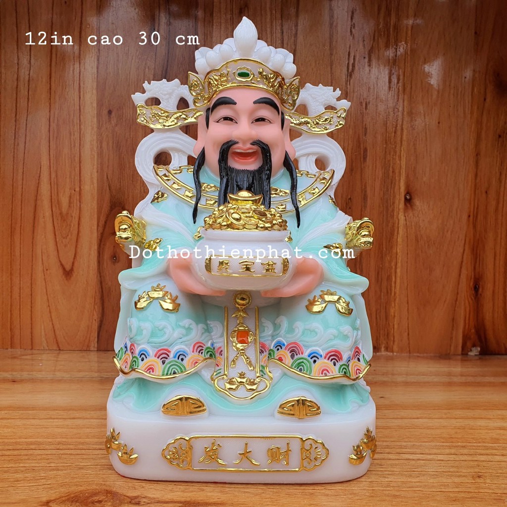 Ông thần tiền đá 12in cao 30 cm màu xanh rất đẹp