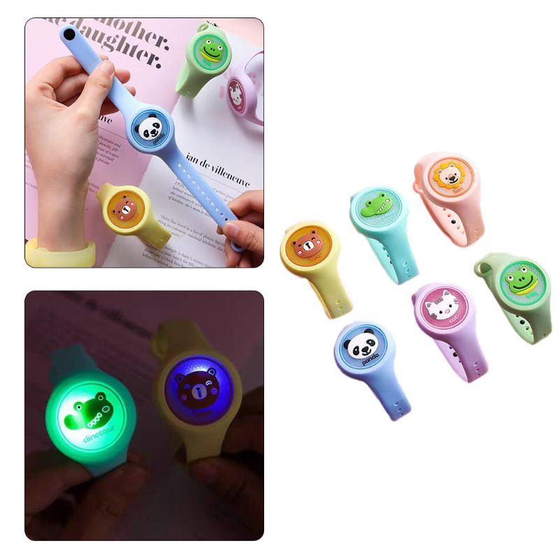 Set 3 Đồng Hồ Đeo Tay Chống Muỗi Họa Tiết Hoạt Hình Có Đèn LED Phát Sáng Cho Bé