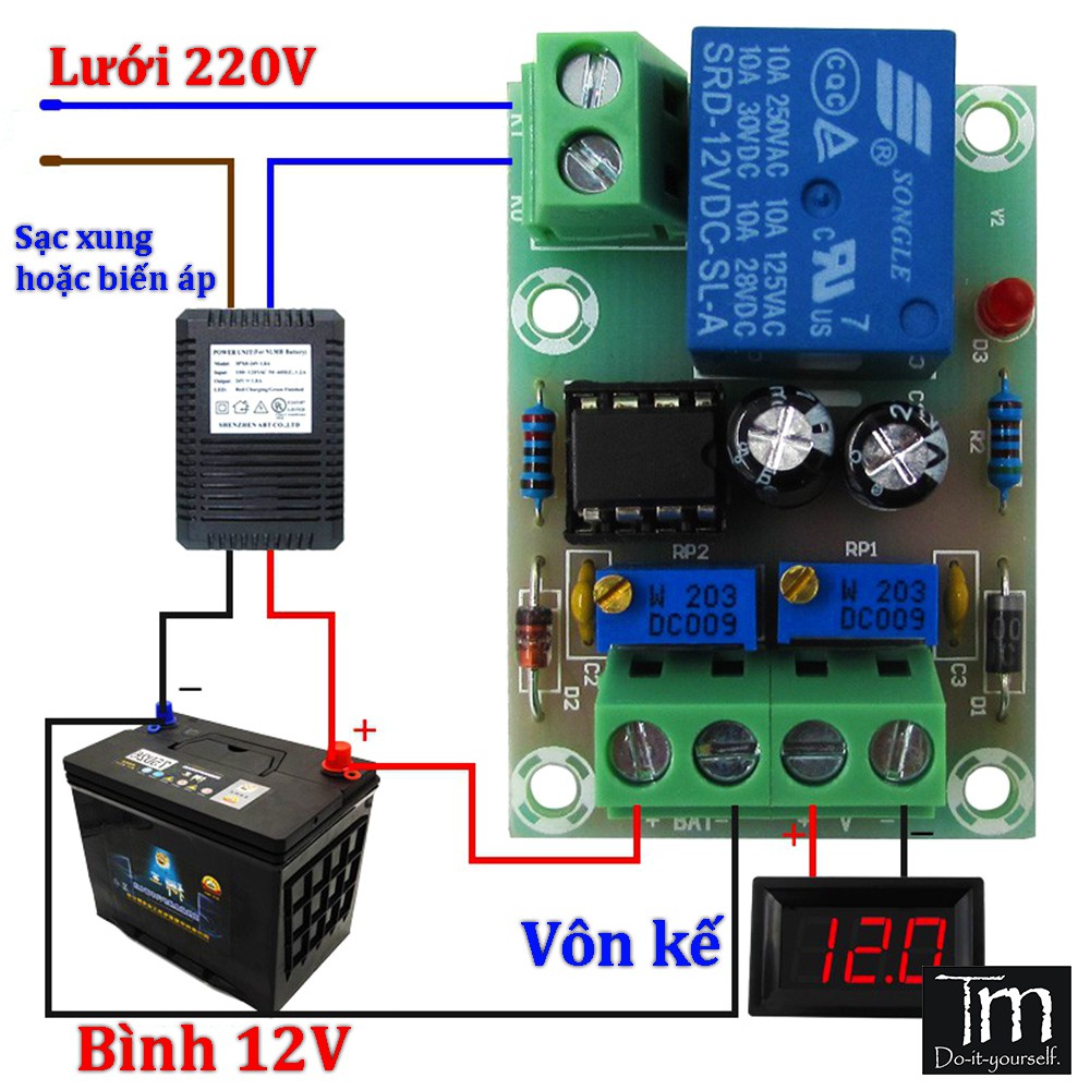 Mạch Sạc Tự Ngắt Bảo Vệ Ắc Quy XH-M601