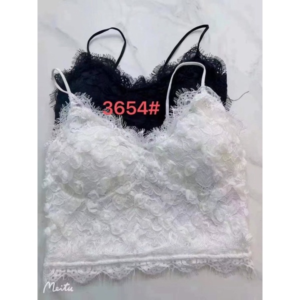 Mẫu mới nhất - Áo bra ren cao cấp hoa hồng 3d  dáng lửng siêu xinh MS3654