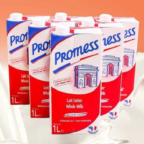 Thùng sữa tươi nguyên kem Promess 12 hộp 1L - PC06A