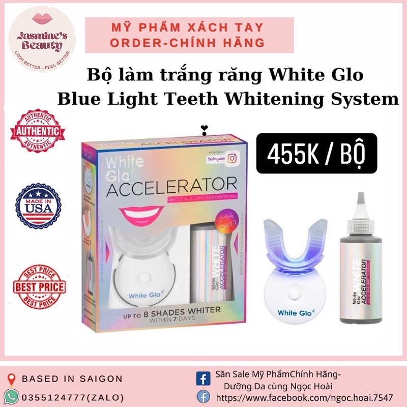 Bộ làm trắng răng White Glo ( gồm máy và gel)