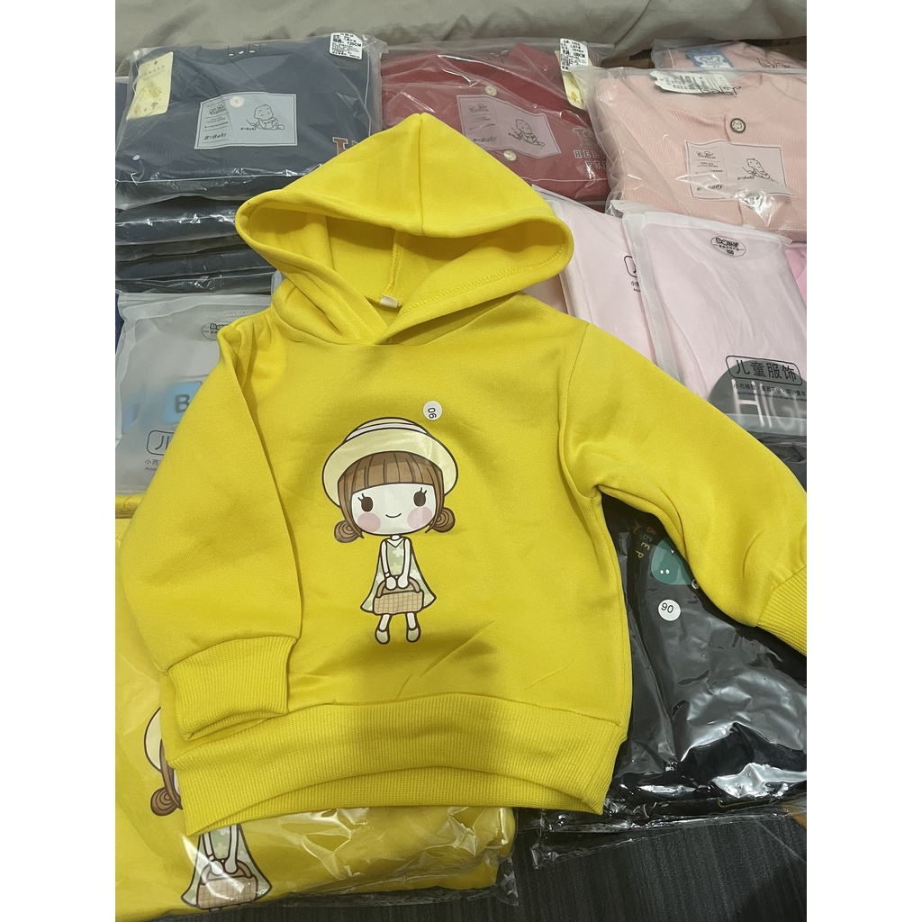 Áo hoodie bo gấu hình dễ thương cho bé trai, bé gái màu xanh vàng