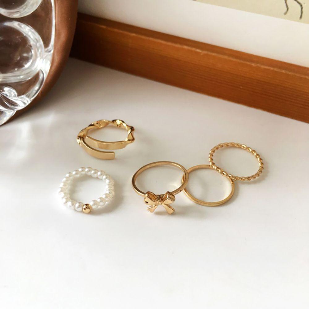 Set 4 / 5 Nhẫn Đeo Khớp Ngón Tay Bằng Hợp Kim Hình Bướm Đơn Giản Phong Cách Hàn Quốc Cho Nữ