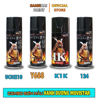 Combo Sơn Samurai Màu Xanh Dương Movistar Chính Hãng (Y688 - UCH210 - 124 - K1K - P800)