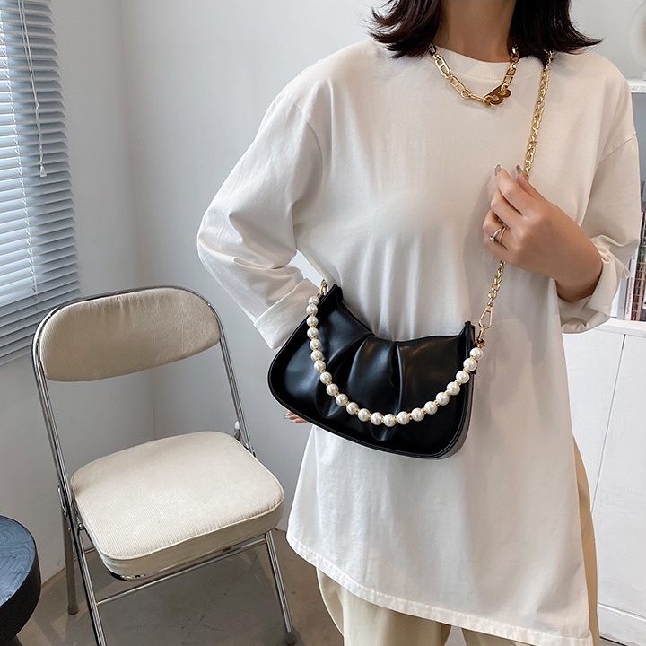 Túi xách nữ LOLI 88 đeo chéo kẹp nách nữ đeo vai dây ngọc da pu phong cách hàn quốc thời trang cao cấp TX59