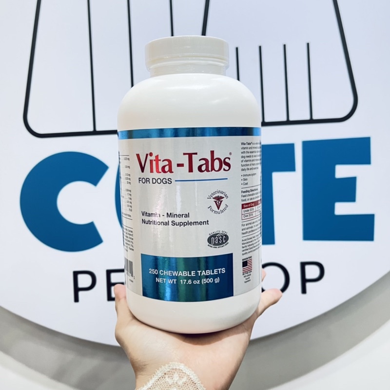 Vita -Tabs - Vitamin, Bổ sung Sức khỏe cho Chó - Hỗ trợ Hệ thống Miễn dịch, Xương cho chó - Vị gan - 250 Viên
