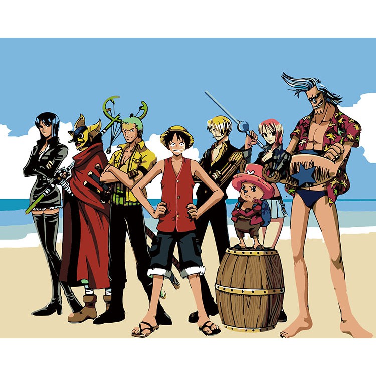 Tranh sơn dầu số hóa rẻ,đẹp,khung gỗ 40 x 50cm,Tranh tự tô màu theo số hoạt hình doremon naruto