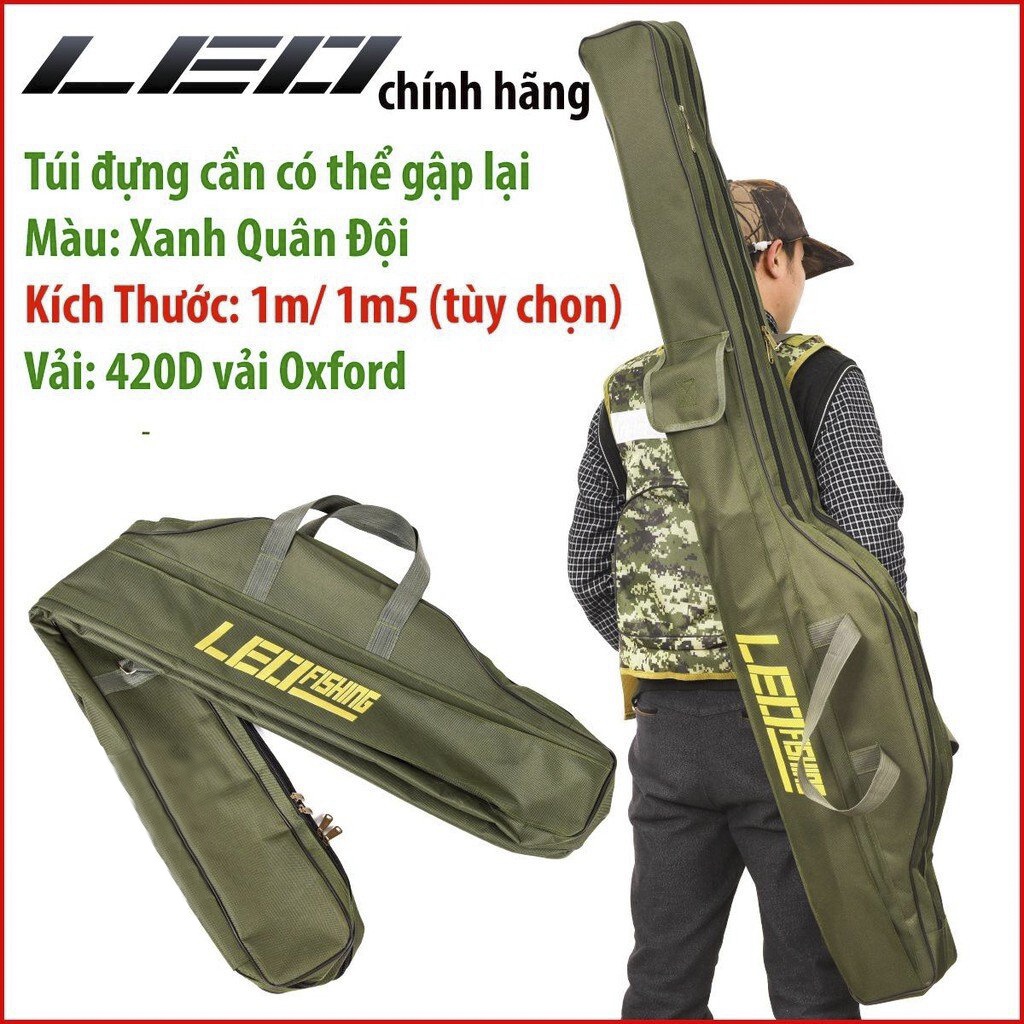 Túi Đựng Cần Câu Cá 3 ngăn màu xanh 2 size tùy chọn 1m 1m5
