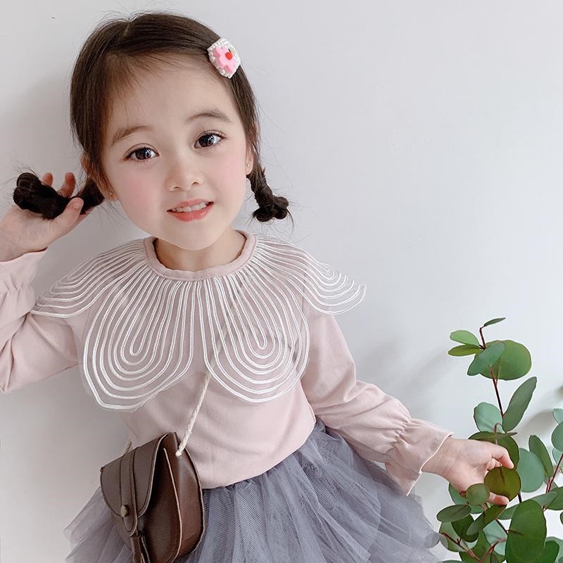 Áo kiểu tay dài cổ rộng in hoa cho bé gái